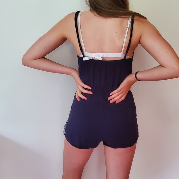navy and white lace romper - Picture 2 of 4